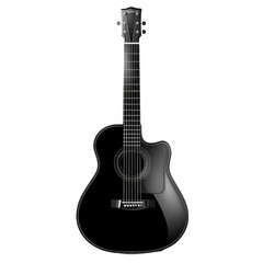 Elegant black acoustic guitar on a white background