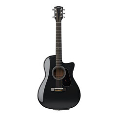 Elegant black acoustic guitar on a white background