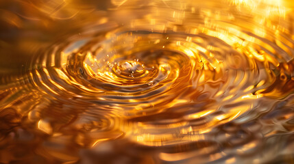 A swirl of gold liquid with a shiny, reflective surface.