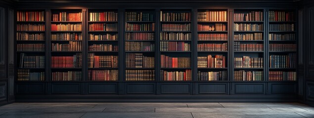 A large library with many bookshelves and books