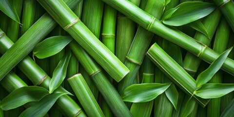 Fototapeta premium A bunch of green bamboo stalks are arranged in a pattern