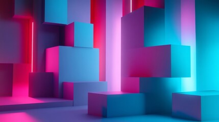A creative building blocks scene in a futuristic studio, Blocks arranged in a geometric pattern, Futuristic design style