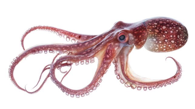 Colorful Fresh squid octopus on transparent on white background - Powered by Adobe