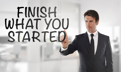 Businessman touching 