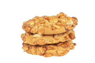 Stack of Crunchy Peanut Cookies on White Background - Delicious Dessert Treats. Transparent background.