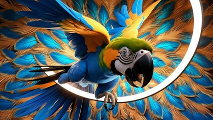 Exquisite Background Texture: Vibrant Pattern Made from Blue and Gold Macaw Feathers