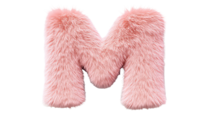  Fur letter M pink white background.