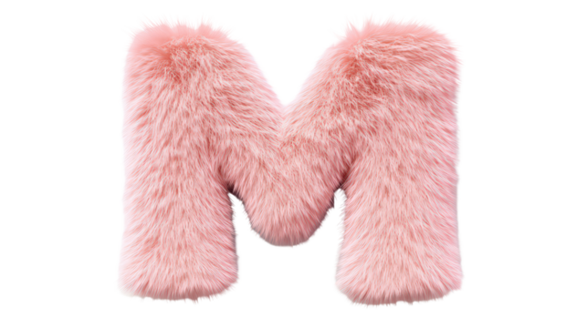  Fur letter M pink white background.