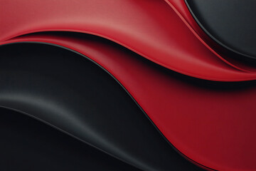 Abstract Flowing Red and Black Fabric with Smooth, Glossy Texture 