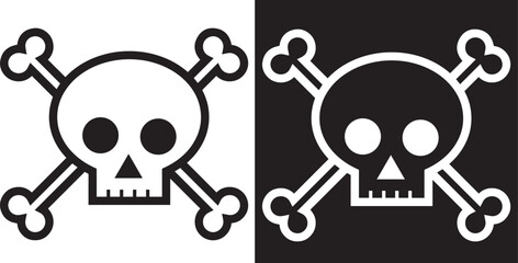 Crossbones vector icon set. Crossbones and skull icons. Skeleton icons. Skull icon set.