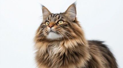 lovely Main coon cat on white isolate background