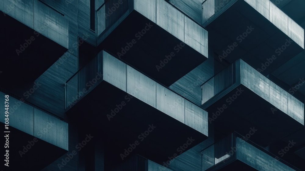 Poster abstract architectural detail of a modern building with balconies