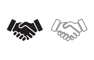handshake icon vector silhouette art on white background