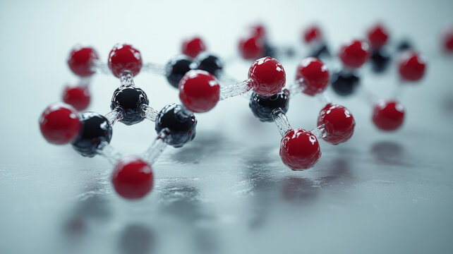 A 3D model of the Ha O molecule, with accurate representation of the bonds and angles between hydrogen and oxygen atoms