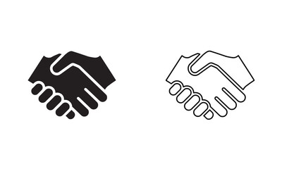 handshake icon vector silhouette art on white background