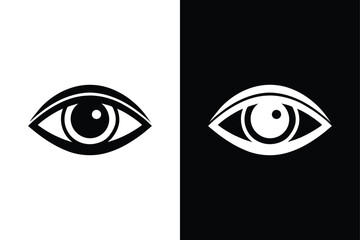 Eyesight Icon Vector. Modern Black and White Eye Line Design