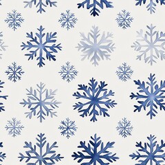 A seamless Pattern Seamless pattern of blue snowflakes on a white background for winter themes.