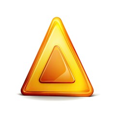 Bright Orange Warning Triangle Symbol Isolated on White Background Representing Safety Alerts and Cautionary Messages for Signage and Road Safety Awareness