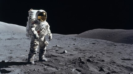 Naklejka premium Astronaut on the Moon: A Majestic Spacewalk