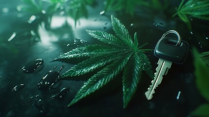 Weathered Brass Key on Moss-Covered Stone