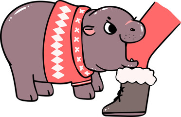 Christmas baby pygmy hippo bite leg