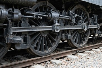 Vintage Steam Locomotive Wheels: A Glimpse into Nostalgic Railway Engineering, Perfect for Train Enthusiasts and Historical Decor
