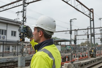 Professional Construction Worker in Action, Ensuring Safety and Precision in Industrial Setting, Ideal for Training and Safety Awareness Materials