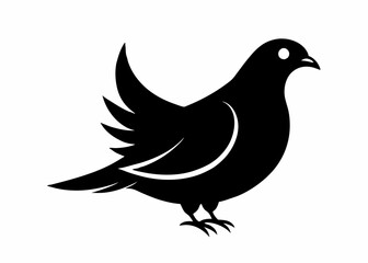 Pigeon Icon Dove Silhouette City Bird Symbol Pigeon Icon on White Background