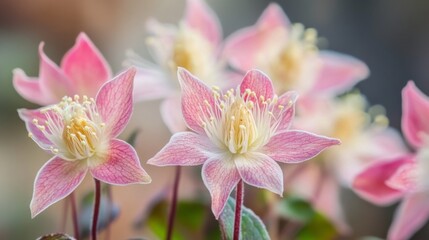 Delicate Pink Clematis Blossoms