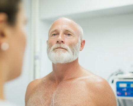 Warm, Empathetic Pulmonary Rehabilitation on World COPD Day Middle-Aged Man in Health Improvement Session - Powered by Adobe