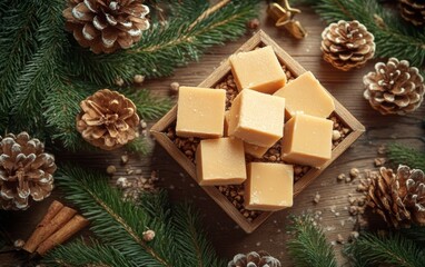 National Peanut Butter Fudge Day Festive Box with Holiday Ornaments Perfect for Christmas, Thanksgiving