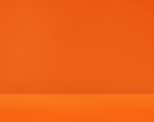 Empty orange concrete room studio texture background. The concept of summer holiday backdrop background for product display presentation. Golden orange mockup backdrop.	
