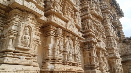 Intricate Stone Carvings on an Ancient Temple