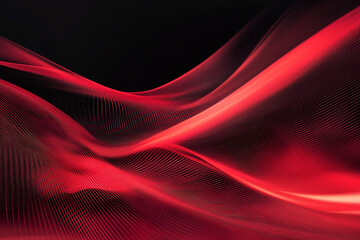 Abstract Red and Black Waves with Flowing Lines, Smooth Curves, and Dynamic Fluid Motion in Modern Art Design