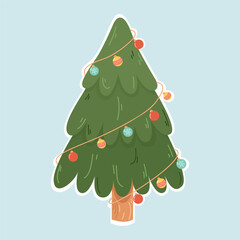 children s illustration of cute Christmas tree