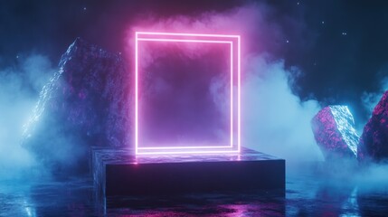 Neon Glow in a Mystical Landscape