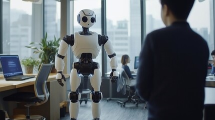 Fototapeta premium Modern Robot in a Futuristic Office Setting