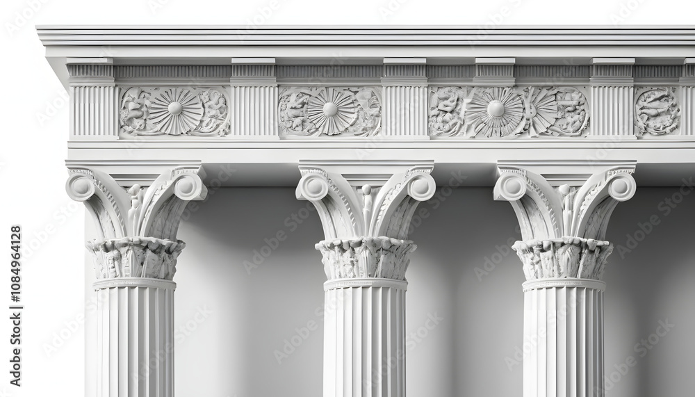 Wall mural detailed view of classical architectural columns and entablature