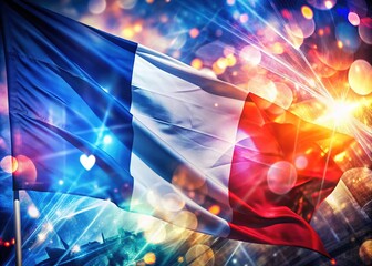 Abstract French Flag Double Exposure Background AI Art