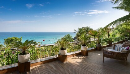 Fototapeta premium Endless Blue: A Gorgeous View from the Hotel Balcony