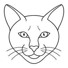 Cat Head Black Line Art Vector Illustration