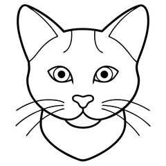 Cat Head Black Line Art Vector Illustration