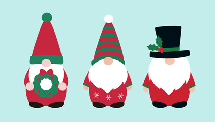 Set of Christmas Gnome flat stock vector illustration.
Merry Christmas and happy holidays.