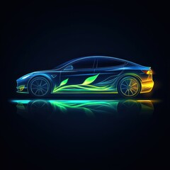 Fototapeta premium Electric car with green energy design.