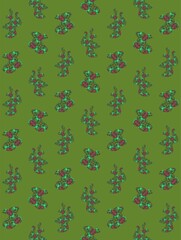 Abstract pattern with floral shapes on green background 