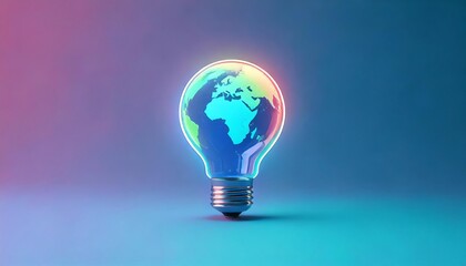 Colorful Globe in a Light Bulb Fusing Ideas and Nature