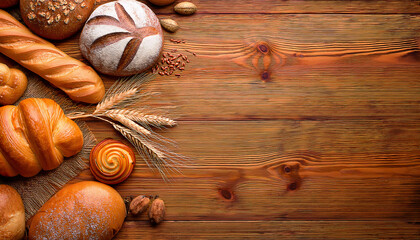 close up frame of  bread and wheat