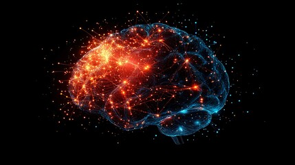 Glowing Neural Connections in a Digital Brain Concept