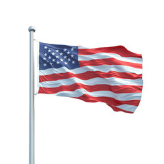 Obraz premium Waving American Flag on Flagpole USA Patriotic Symbol on transparent background