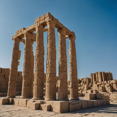Persepolis in Iran, with towering columns under a clear blue sky.

